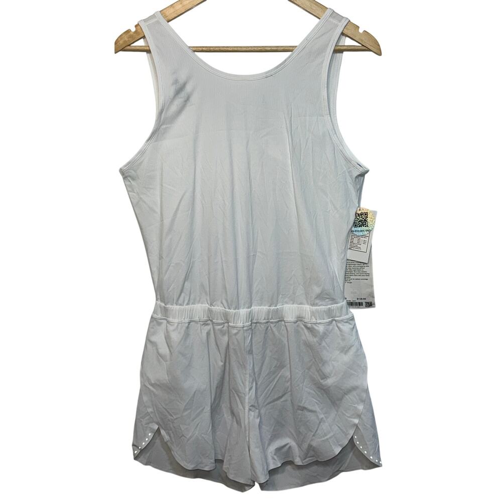 Lululemon Open-Back Running Romper 3” White Athletic Sleeveless Romper Womens 10